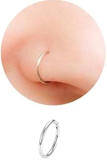 EXTRA THIN Silver Nose Rings Small Plain Nose Rings 0.6mm-8mm Tiny Nose Hoop,Silver Small Hoop stainless steel Earrings,Suptum Ring,Lip Rings,Conch Daith Helix Rook Super Snug Nose Ear Lip Ring