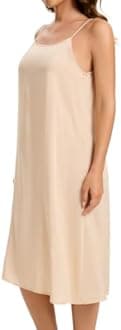 ZEEREE Women 100% Cotton Long Full Slips for Under Dresses Camisoles Slip Dress Cami Dress Chemise Petticoat