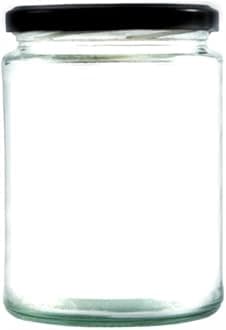 500ml Glass Food Jar with airtight Lid - A Deluxe Jam Jar for Marmalade, Honey and Home Preserves (Black Lid, Pack of 36)