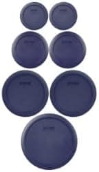 Pyrex (2) 7202-PC, (2) 7200-PC, (2) 7201-PC, and (1) 7402-PC Dark Blue Plastic Lids