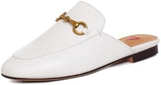 Vertundy Women's Mules Low Heel Flats Leather Slip On Backless Sandals for Girls Lady Work Slides