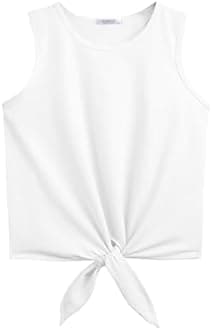 Arshiner Girl's 2 Piece Outfits Summer Tie Knot Tank Top and Paperbag Waist Pocketed Short Sets