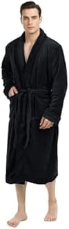 NY Threads Luxurious Mens Shawl Collar Fleece Bathrobe Spa Robe