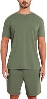 netdraw Men's Ultra Soft Bamboo Viscose Pajama Sets Lightweight Comfy Lounge Sleep Short Sleeve Pjs Sleepwear