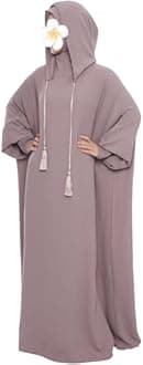 khalat Muslim Prayer Dress Abaya Solid One-Piece Hoodie Abaya Dress for Women Long Maxi Dress Islamic Dubai Jilbab