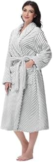 Yurhap Premium Robes for Women - Super Soft Cozy Fleece Womens Robe Plush Long Bathrobe