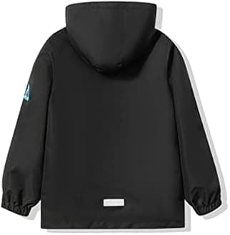 YoungSoul Boys Girls Waterproof Jackets Kids Lightweight Fleece Lined Raincoat with Detachable Hood