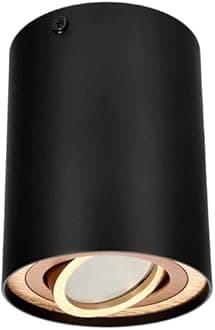 EDO SKAND 1 Adjustable Round Black and Gold Ceiling Spotlight with GU10 Socket Aluminium Ceiling Light Diameter 95 x 125 mm for Living Room, Kitchen, Corridor, Office