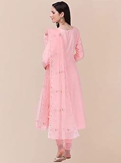 TRENDMALLS Women's Cotton Blend Embroidery Salwar Suit Set Kurta Pant with Dupatta Kurta Set for Women