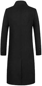 iCKER Mens Trench Coat Winter Wool Blend Jacket Overcoat Long Top Coat Warm Pea Coat