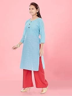 Aarika Girls Casual Wear Yellow Colour Embroidery Cotton Kurti