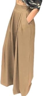 NRTHYE Womens Palazzo Long Pants High Waist Wide Leg Stretchy Loose Fit Casual Trousers with Pocket