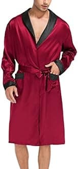 SWOMOG Men's Satin Robe with Shorts Set Silky Kimono Bathrobe Lightweight Soft Sleepwear