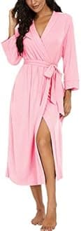 VINTATRE Women Kimono Robes Long Knit Bathrobe Lightweight Soft Knit Sleepwear V-neck Casual Ladies Loungewear