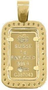 Diamond Pamp 24K Yellow Gold Suisse Bar 1oz-gram Lady Fortuna with 14k yellow gold frame
