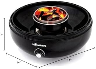 Ultimate Portable Charcoal BBQ Grill. Produces Less smoke. Combined with its electric fan for air/heat control. Tailgating grill, Black, W 14 x H 7