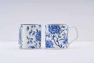 GOLDEN QUEEN'S Bone China Handcrafted Sapphire Bloom Tea & Coffee Cups - Set Of 6 | Perfect For Daily Use, Elevate Your Tea And Coffee Experience | Microwave Safe | 200 Ml