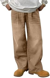 HUNGSON Mens Baggy Jeans for Men Women Y2k Skater Vintage Plain Pants Casual Wide Leg Jeans Loose Fit Denim Jeans