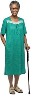 Silverts Open-Back Hospital Gowns for Women – Comfortable, Easy Dressing for Seniors & Patients - Milk Silk Lace 2/3 Sleeve