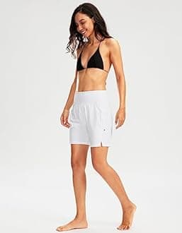 G Gradual Women's 7" Long Swim Board Shorts High Waisted Quick Dry Beach Swimming Shorts for Women with Liner Pockets