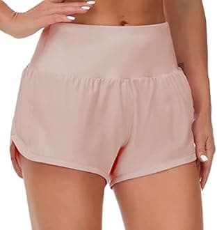 THE GYM PEOPLE Womens High Waisted Running Shorts Quick Dry Athletic Workout Shorts with Mesh Liner Zipper Pockets