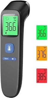 Infrared Thermometer for Adults and Kids, Non-Contact Forehead Thermometer for Fever, Baby thermometer with Fever Alarm, LCD Display, Digital thermometer with Backlight (Black)