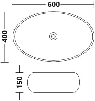 CLUSTER Designer Glossy Ceramic Table Top | Wash Basin For Bathroom And Livingroom And Resturant Decor, Glossy Golden, Oval, 600x400x150mm