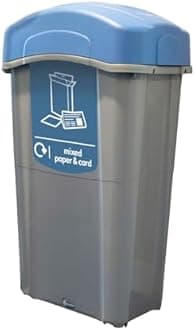 Eco Nexus 85 Lockable Confidential Paper Recycling Bin (Grey, Blue Sticker) – 85-Litre Secure Waste Bin for Confidential Documents with Keyed Lock – Small Footprint