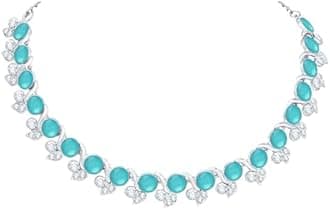 Atasi International Crystal Necklace Jewellery Set with Earrings for Women and Girls| Stylish Accessory for Parties, Weddings, and Festivals | Ideal Gift for Special Occasions