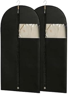 Suit Bags for Wardrobe Storage 2 Pack 109cm Garment Bags for Clothes Hanging, Cover Bags for Suits with Transparent Window, for Coats, Jackets and Shirts, Black
