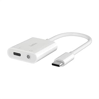 Rockstar™ 3.5mm Audio with USB-C Charge Adaptor Included, USB-C Audio Adaptor Compatible with iPad Pro, Galaxy, Note, Google Pixel, LG G6, Sony Xperia, OnePlus and More - White