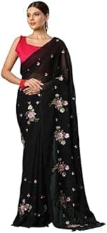 SAREE MALL Women's Chiffon Embroidered Saree With Unstitched Blouse (33KAVI3301_RT_Parent)