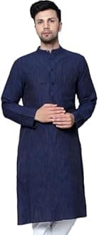 Latest Chikan Men's Cotton Regular Textured Long Kurta Full Sleeves - Casual Ethnic Wear�