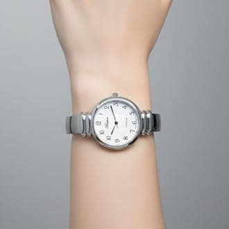 Blekon Collections Women's Mother of Pearl Dial 31mm Case Japanese Quartz Movement Metal Cuff Bangle Watch (Silver)