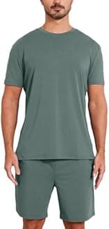 netdraw Men's Ultra Soft Bamboo Viscose Pajama Sets Lightweight Comfy Lounge Sleep Short Sleeve Pjs Sleepwear
