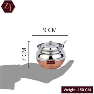 Stainless Steel Ghee Pot || Copper Bottom Ghee Dani Butter Container || Multipurpose Oil Container - 400 ml