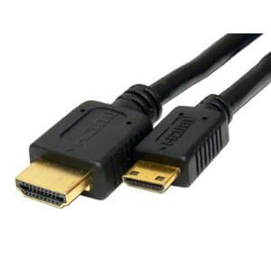 HDMI to MINI HDMI 1.8M Cable - Version 1.4 3D and Ethernet - Gold Connectors - For Use With Panasonic, Sony, JVC, Nikon, FujiFilm Camera and Camcorder 1080p Full HD - Type C (mini 19 pin) to Type A (std 19 pin)
