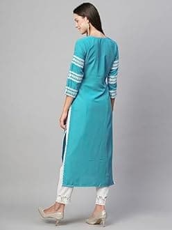 GoSriKi Women's Cotton Blend Straight Fit Straight Kurta