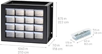 IRIS USA Screw Organizer, Hardware Storage Organizer, 16 Drawer Parts Cabinet, Plastic Drawer Storage for Hardware Crafts, Small Parts, Nuts and Bolts, Tool Storage, Scrapbook Art Hobby - Black