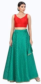 Studio Shringaar Women's Benaras Brocade Readymade Long Skirt Lehenga Ghagra
