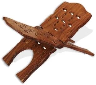 ANI DIVINE Holy Book Stand | Wooden Hand Carved Holy Book Stand for Quran, Bible, Gita for Reading - Rehal 12 Inch | Hand Crafted Wooden Religious Item