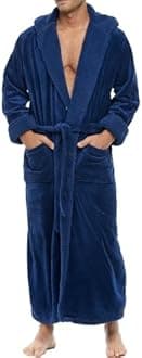 Alexander Del Rossa Plush Mens Robe with Hood, Hooded Big and Tall Robes for Men, Sherpa Fleece Robe for Men