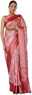 SIRIL Women's Silk Printed Ready to Wear Saree With Unstitched Blouse Piece