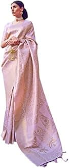 SWORNOF Womens Kanjivaram Silk Saree with Zari Woven Saree With Blouse Piece