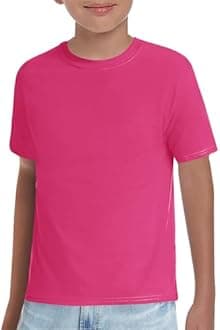 Haloumoning Boys T-Shirts Kids Short Sleeve Crewneck Solid Basic Tees Casual Tops 5-14 Years