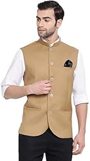 VASTRAMAY Men's Cotton Blend Nehru Jacket