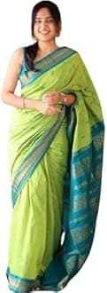 SGF11-Women's Kanjivaram Soft Cotton Linen Silk Saree With Unstitched Blouse Piece