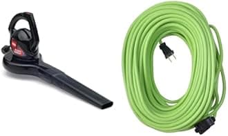 Toro 51585 Power Sweep Electric Leaf Blower, 7 Amp 2-Speed, Black, 160 mph Blower & Yard Master 9940010 Outdoor Garden 120-Foot Extension Cord, Light Duty, Water Resistant