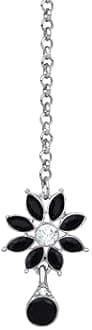 Atasi International Silver Tone Black & White Crystals Rhodium Plated Alloy Choker Necklace Set For Women
