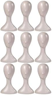 16 Inch Studio Limited Professional Plastic Mannequin Head Durable Women Model Wig Head Stand Torso Styling Making Display Holder with Jack for Wigs, Hat, Mask, Headdress, Necklace (Nude, 9 Pack)